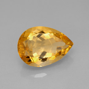 Citrino naturale giallo da 5,09 ct, taglio a pera, VVS