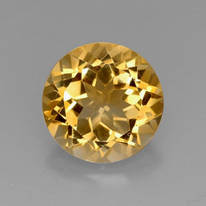Citrino naturale giallo da 7,05 ct, taglio rotondo, VVS