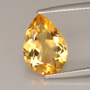 Citrino naturale arancione da 4,53 ct, taglio a pera, VVS