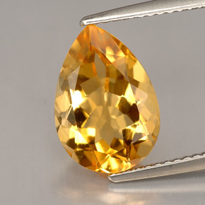 Citrino naturale giallo da 3,75 ct, taglio a pera, VVS-VS