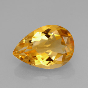 Citrino naturale giallo da 3,90 ct, taglio a pera, VVS