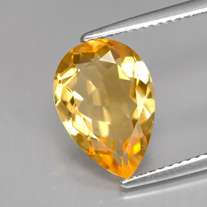Citrino naturale giallo da 3,37 ct, taglio a pera, VVS-VS