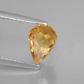 Citrino naturale arancione da 1,51 ct, briolette, VVS