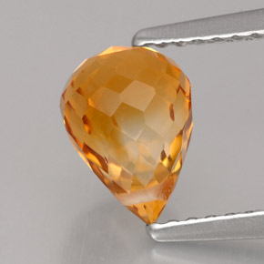 Citrino naturale arancione da 1,56 ct, briolette, VVS