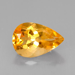 Citrino naturale giallo da 3,42 ct, taglio a pera, VVS