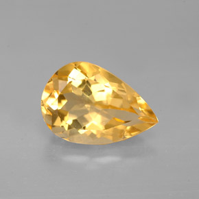 Citrino naturale giallo da 2,74 ct, taglio a pera, VVS