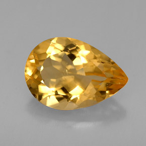 Citrino naturale giallo da 3,71 ct, taglio a pera, VVS-VS