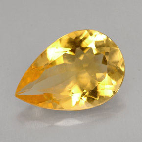 Citrino naturale giallo da 2,31 ct, taglio a pera, VVS