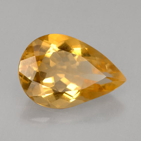 Citrino naturale giallo da 2,53 ct, taglio a pera, VVS
