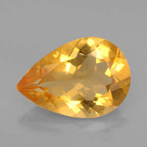 Citrino naturale giallo da 3,05 ct, taglio a pera, VVS