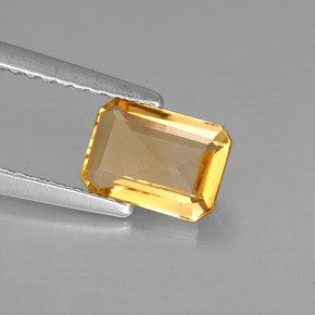 Citrino naturale giallo da 0,87 ct, taglio smeraldo, VVS