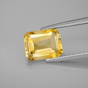 Citrino naturale giallo da 1,99 ct, taglio smeraldo, VVS-VS