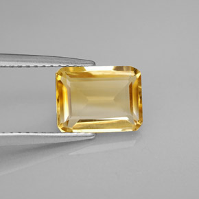 Citrino naturale giallo da 1,97 ct, taglio smeraldo, VVS