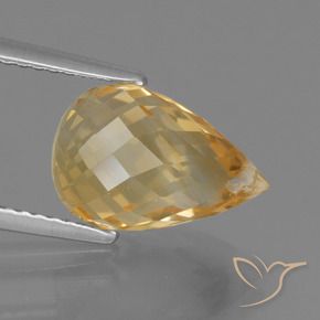 Citrino Light Orange-Gold  naturale da 4.40 ct, Taglio briolette, VVS-VS