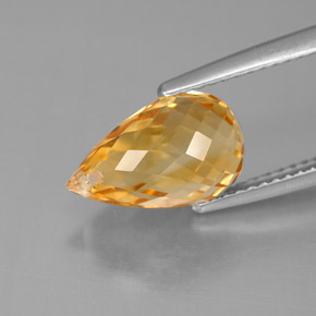 Citrino naturale giallo da 3,79 ct, briolette, VVS