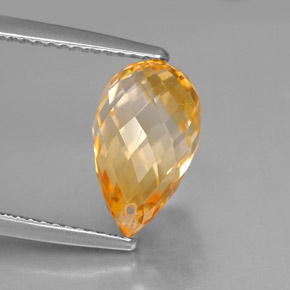 Citrino naturale giallo da 3,86 ct, briolette, VVS