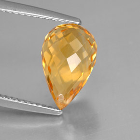 Citrino naturale giallo da 4,10 ct, briolette, VVS