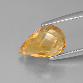 Citrino naturale giallo da 4,10 ct, briolette, VVS