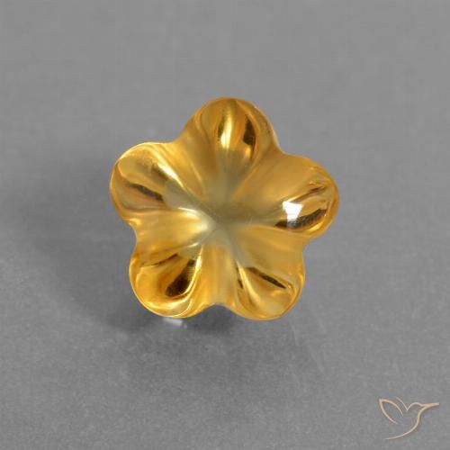 1.54ct Naturale Dorato scuro Citrino, Taglio a fiore, Trasparente