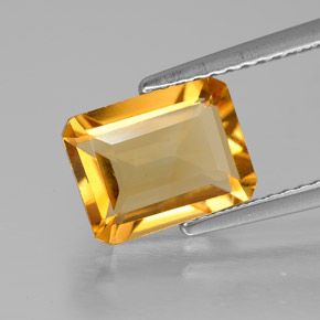 Citrino naturale giallo da 2,03 ct, taglio smeraldo, VVS