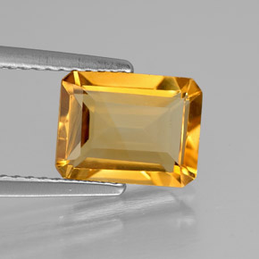 Citrino naturale giallo da 2,03 ct, taglio smeraldo, VVS