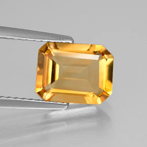 Citrino naturale giallo da 1,80 ct, taglio smeraldo, VVS