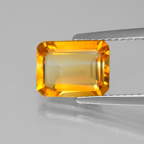 Citrino naturale giallo da 1,73 ct, taglio smeraldo, VVS