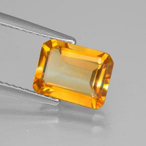 Citrino naturale giallo da 1,73 ct, taglio smeraldo, VVS