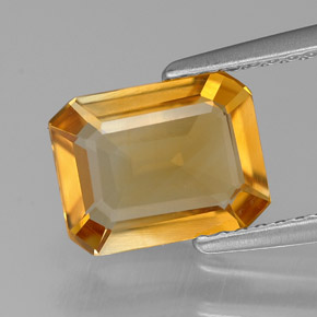 Citrino naturale giallo da 1,61 ct, taglio smeraldo, VS