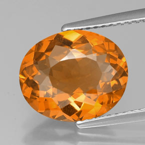 Citrino naturale arancione da 3,47 ct, taglio ovale, VVS