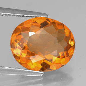 Citrino naturale arancione da 3,47 ct, taglio ovale, VVS