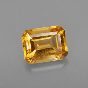 Citrino naturale giallo da 1,97 ct, taglio smeraldo, VVS