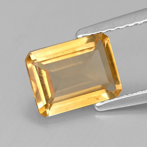 Citrino naturale giallo da 1,23 ct, taglio smeraldo, VVS-VS