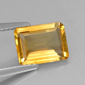 Citrino naturale giallo da 1,23 ct, taglio smeraldo, VVS-VS