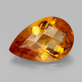 Citrino naturale arancione da 4,66 ct, taglio a pera, VVS