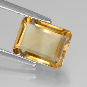 Citrino naturale giallo da 1,78 ct, taglio smeraldo, VVS-VS
