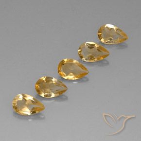 Gemme di Citrino Light Orange-Gold  naturale da 3.40 ct, Forma a pera, VVS-VS