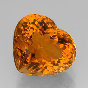 Citrino naturale arancione da 15,33 ct, a forma di cuore, VVS