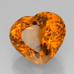 Citrino naturale arancione da 15,33 ct, a forma di cuore, VVS