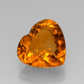 Citrino naturale giallo da 7,43 ct, a forma di cuore, VVS