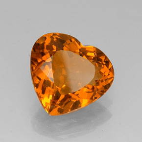 Citrino naturale giallo da 7,43 ct, a forma di cuore, VVS