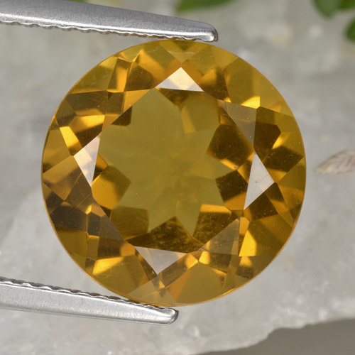 Citrino naturale dorato da 5,87 ct, taglio rotondo, VVS-VS