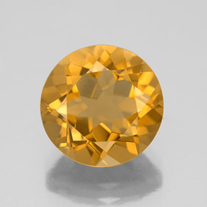 Citrino naturale dorato da 4,16 ct, taglio rotondo, VVS