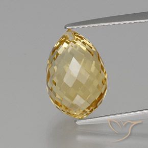 7.78ct Naturale Dorato chiaro Citrino, Taglio briolette, VVS