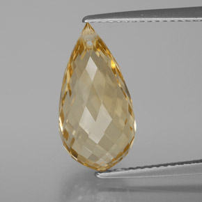Citrino naturale dorato da 7,09 ct, briolette, VVS