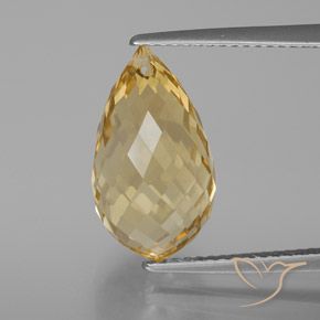 7.35ct Naturale Dorato chiaro Citrino, Taglio briolette, VVS
