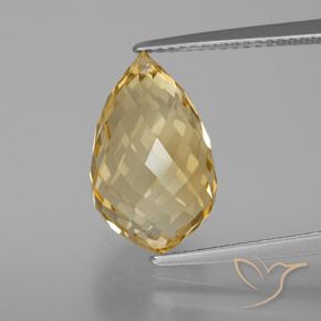 7.56ct Naturale Dorato brunastro chiaro Citrino, Taglio briolette, VVS