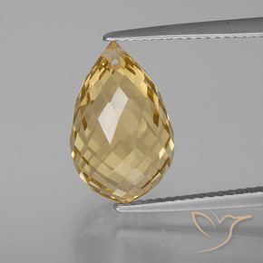 7.28ct Naturale Dorato chiaro Citrino, Taglio briolette, VVS-VS