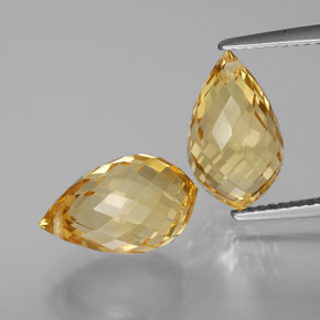 Citrino naturale dorato da 7,77 ct, briolette, VVS-VS