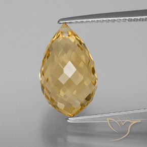 6.09ct Naturale Arancione-Oro Citrino, Taglio briolette, VVS